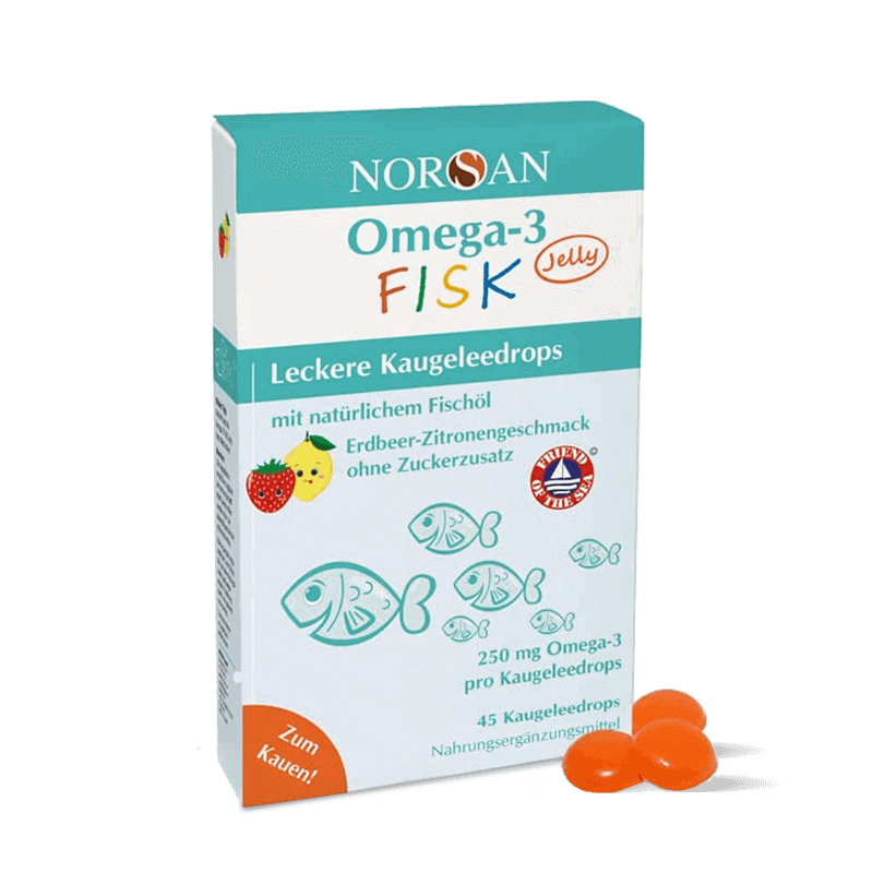 NORSAN, OMEGA-3 FISK JELLY, BRAŠKIŲ CITRINŲ SKONIO guminukai 45 NORSAN, OMEGA-3 FISK JELLY, BRAŠKIŲ CITRINŲ SKONIO guminukai